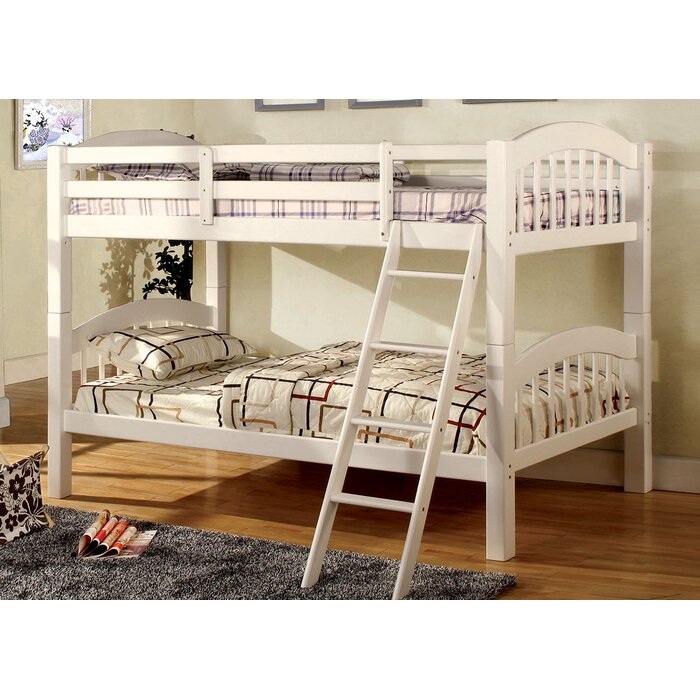 Wood Bunk Bed Twin Over Twin Kids Bedroom Furniture Space