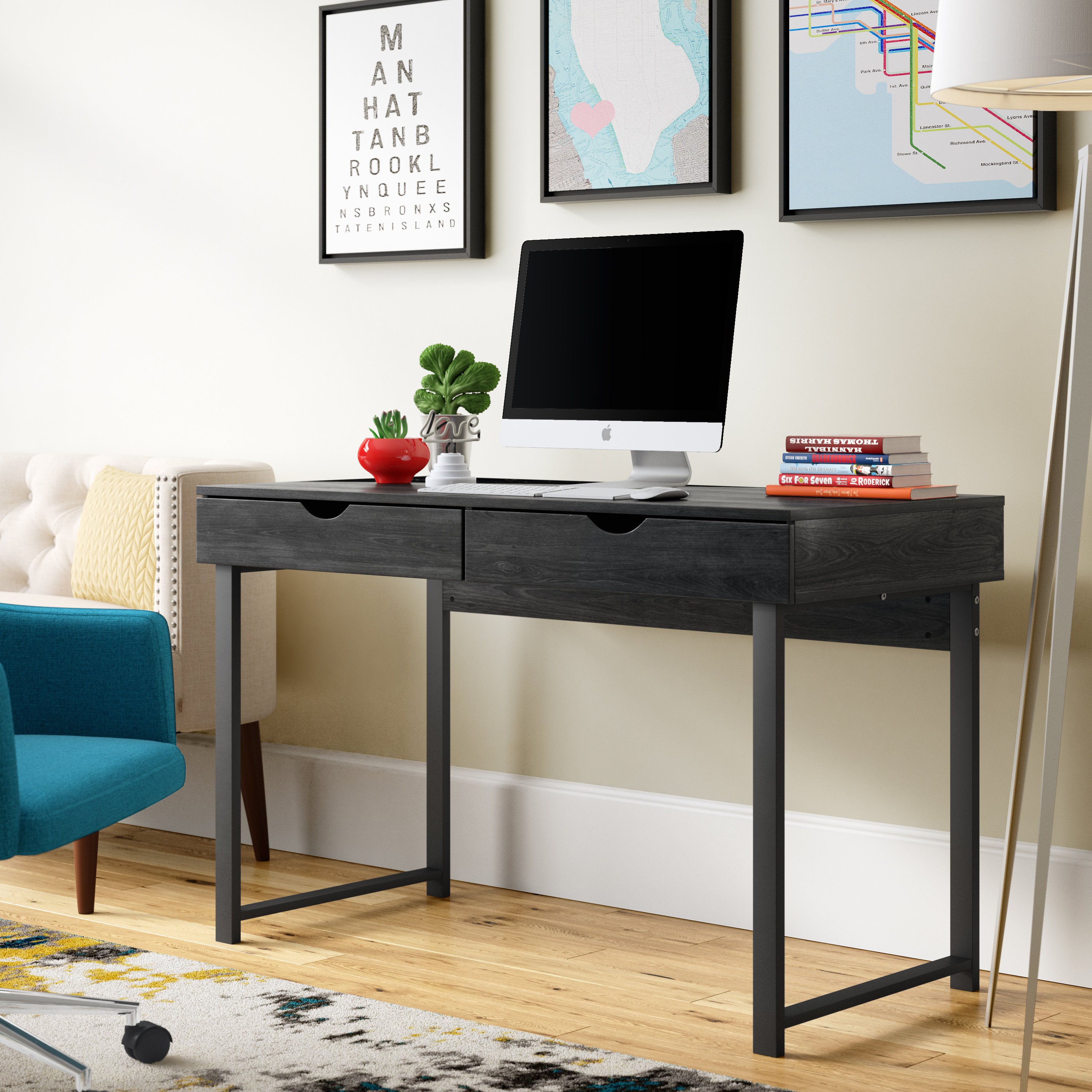 Wrought Studio Polston Computer Desk With 2 Drawer Reviews Wayfair