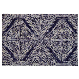 Brush Strokes Navy Blue Indoor/Outdoor Area Rug