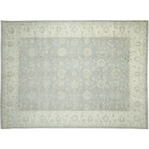 One-of-a-Kind Leann Faded Hand-Knotted Light Green Area Rug
