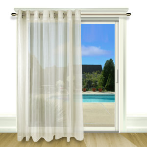 Atlantic Striped Sheer Grommet Patio Single Curtain Panel