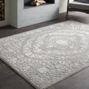 Thissell Vintage Persian Medallion Gray Area Rug