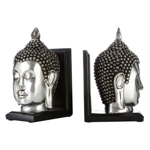 2-tlg. Buchstütze Buddha Head von Castleton Home
