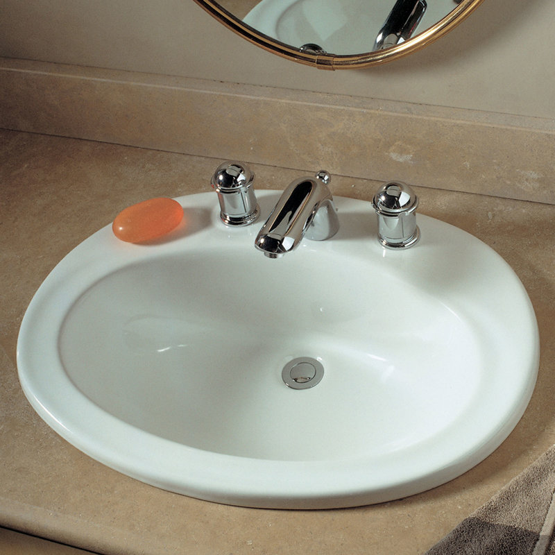 American Standard Piazza Ceramic Oval Drop In Bathroom Sink With Piazza Ceramic Oval Drop In Bathroom Sink With Overflow