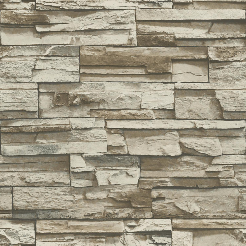 Fleur De Lis Living Coleen Stacked Stone 16 5 L X 20 W Brick Coleen Stacked Stone 16 5 L X 20 W Brick And Stick Wallpaper Roll
