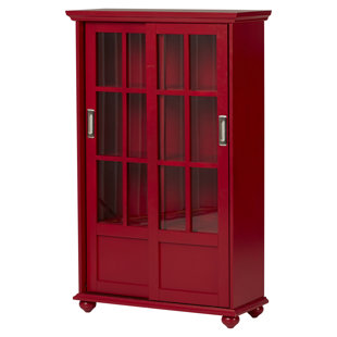 Red Bookcase With Gl Doors Wayfair Quickview