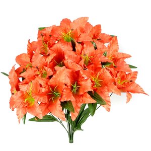 14 Stems Artificial Full Blooming Tiger Lily Mixed Bush with Greenery
