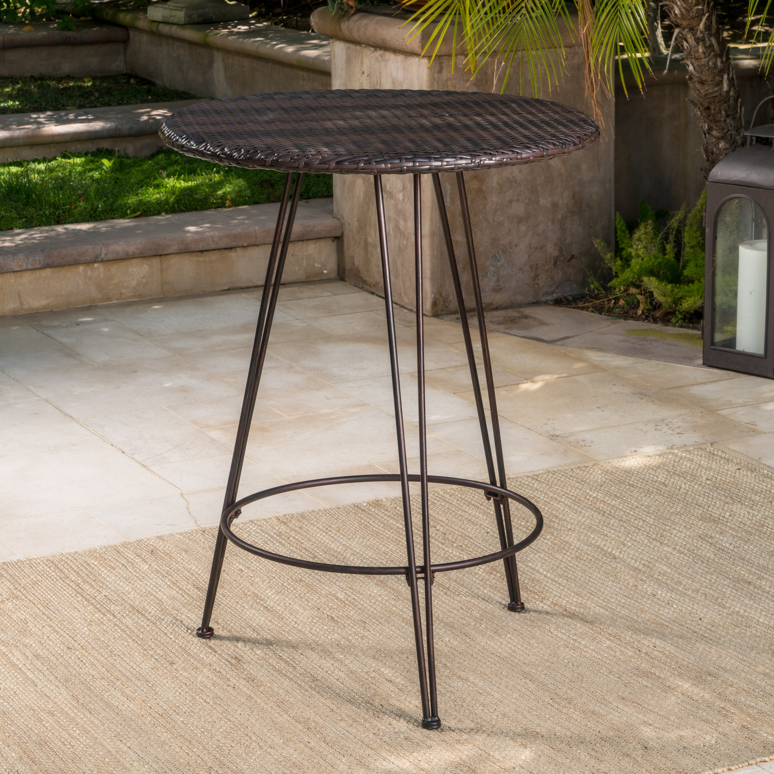 Wrought Studio Preslar Outdoor Wicker Pub Table Reviews Wayfair