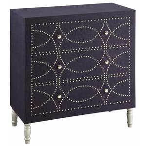 Gertruda Fabric and Nailhead 3 Drawer Chest