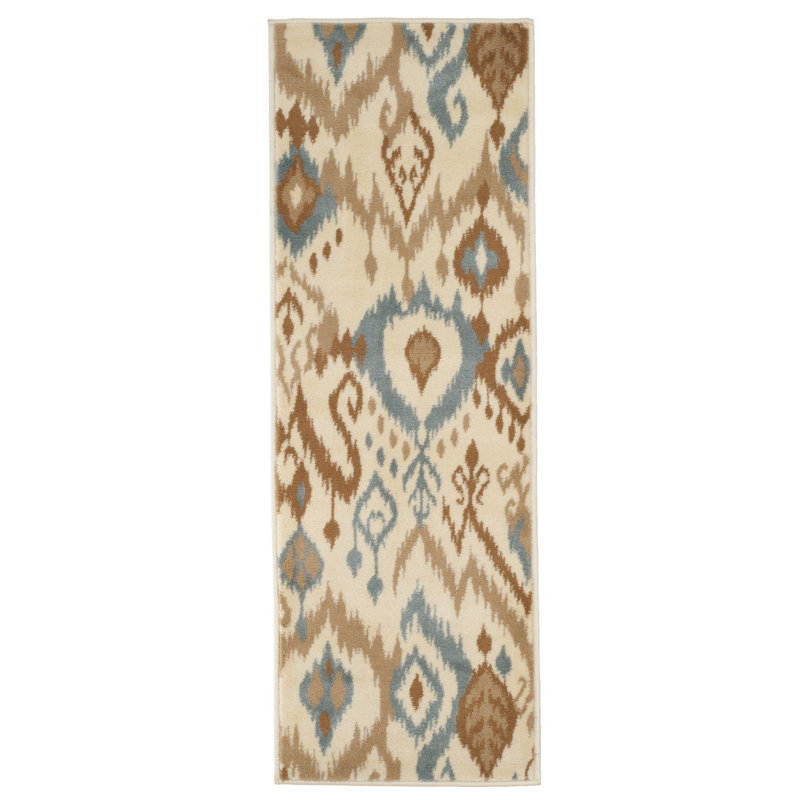 Lavish Home Ikat Cream & Blue Area Rug & Reviews Wayfair