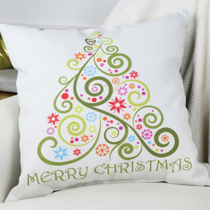 Cantor Merry Christmas Whimsical Tree Throw Pillow