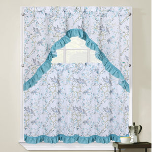 Zendell Birds and Blossom 3 Piece Kitchen Curtain Set