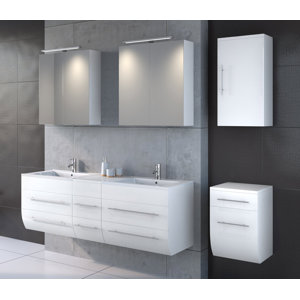 Check price and read more information from recommend store. bad11® 150 cm Wandmontierter Waschtisch für Doppelbecken Zamora mit Spiegel und Armatur