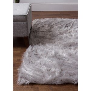 Charlotte Hand-Woven Faux Sheepskin Gray Area Rug