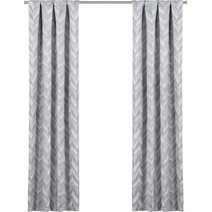 Avah Chevron Blackout Thermal Rod Pocket Single Curtain Panel