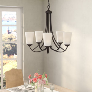 Parish 5-Light Vintage Bronze Shaded Chandelier