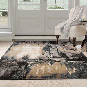 Kessinger Machine Woven Gray/ Black Area Rug