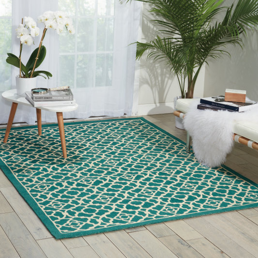 Waverly Color Motion "Lovely Lattice" Teal Rug & Reviews Wayfair