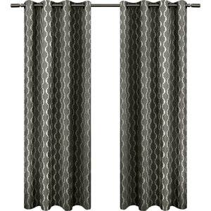 Trellis Geometric Room Darkening Grommet Curtain Panels (Set of 2)
