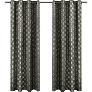 Trellis Geometric Room Darkening Grommet Curtain Panels (Set of 2)