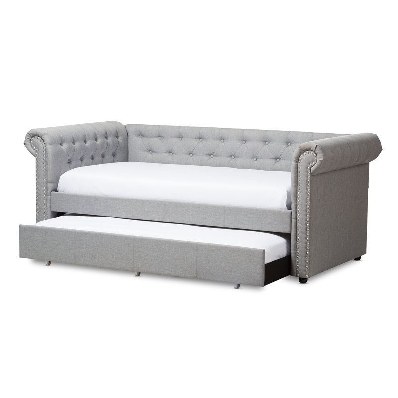 Mickel Modern And Contemporary Fabric Twin Daybed With Trundle