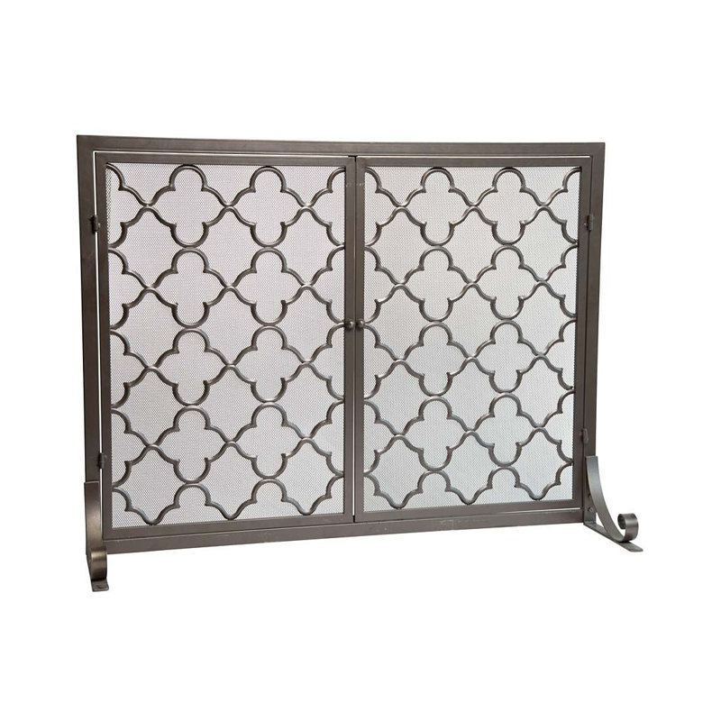 Plow Hearth Geometric Single Panel Steel Fireplace Screen Geometric Single Panel Steel Fireplace Screen