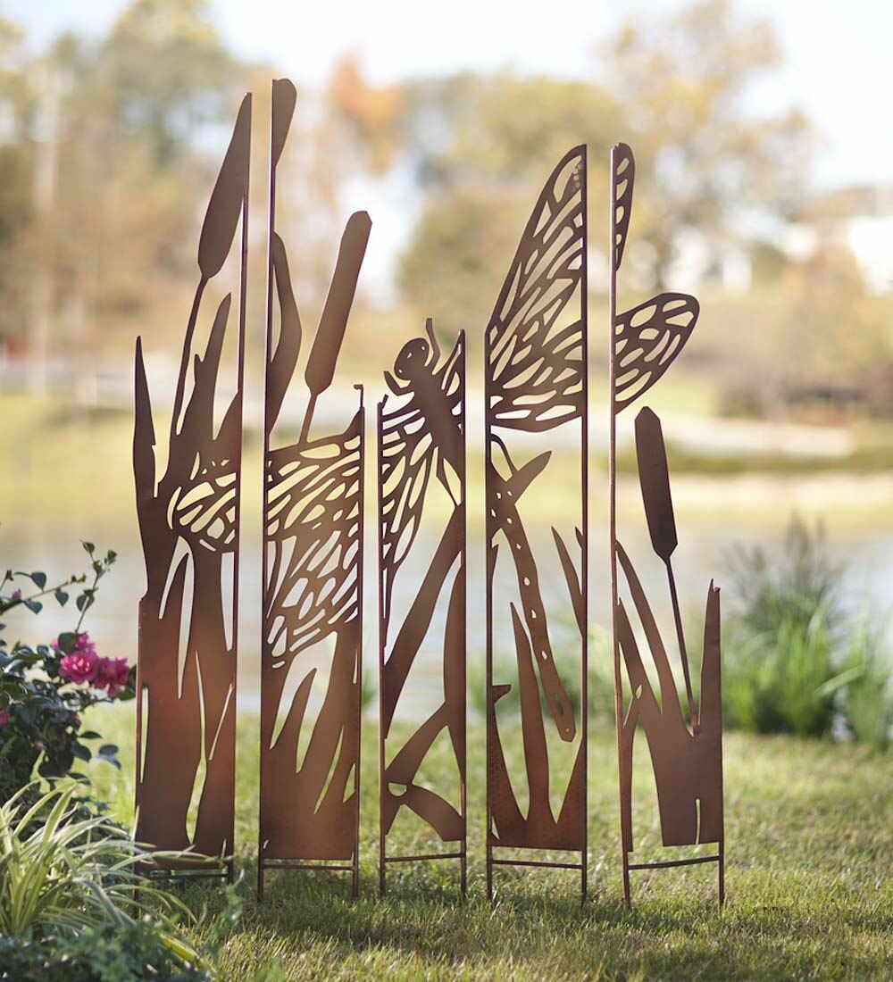 Wind Weather Metal Panel Dragonfly Garden Stake Reviews Wayfair   Metal Panel Dragonfly Garden Stake 