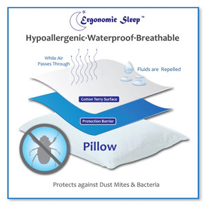 Premium Hypoallergenic 100% Waterproof Terry Cotton Zipped Pillow Protector (Set of 2) by Alwyn Home