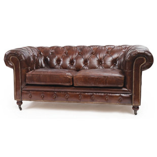 Chesterfield Leather Sofas You Ll Love Wayfair Jean Leather Chesterfield Sofa