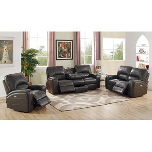 Woodhull Leather 3 Piece Living Room Set by Red Barrel Studio