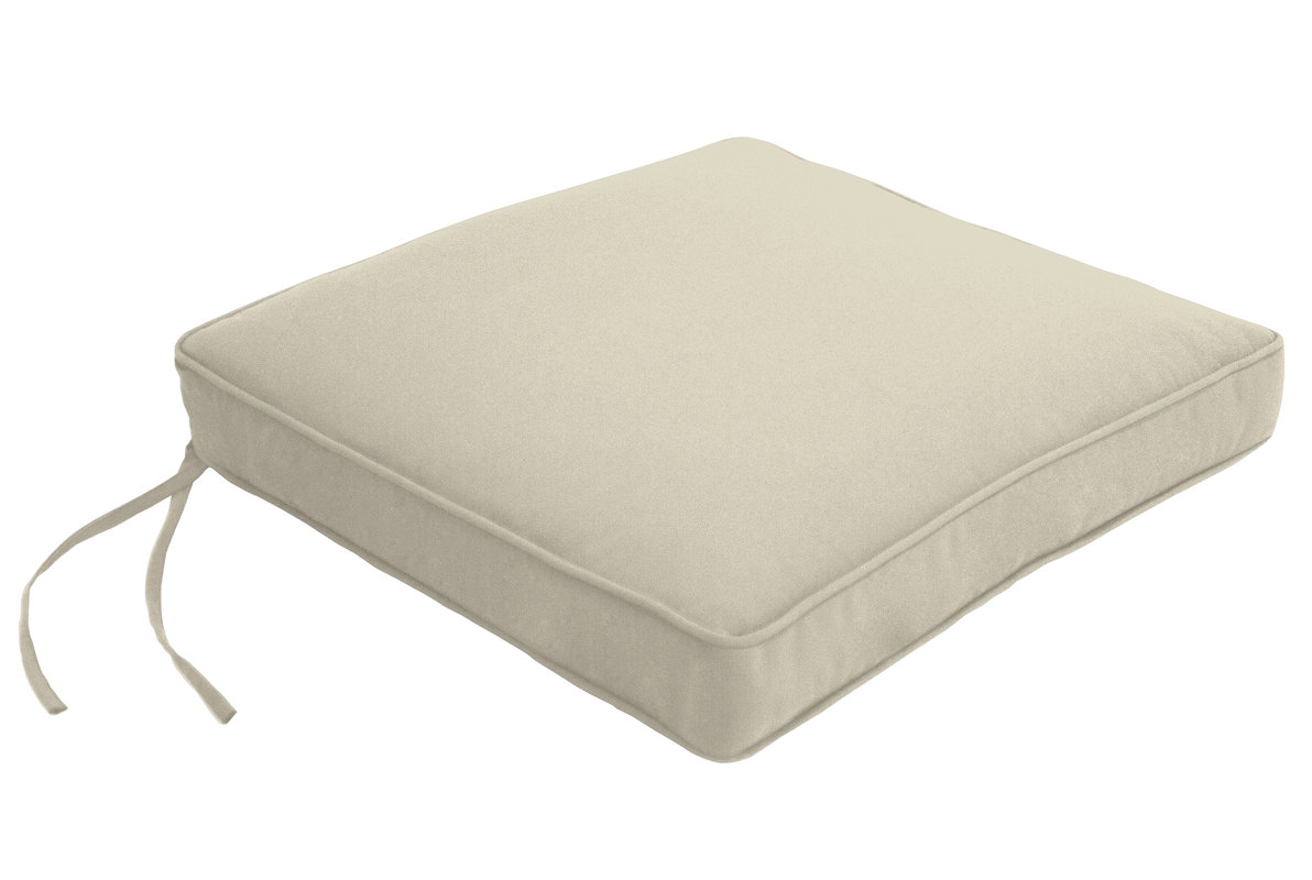 Wayfair Custom Outdoor Cushions Double-Piped Outdoor Square Dining Chair Cushion with Ties 
