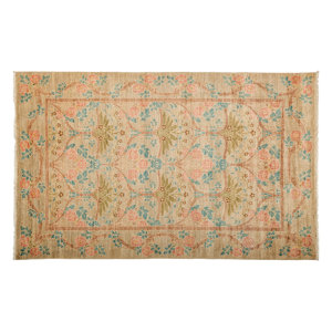 One-of-a-Kind Arts and Crafts Hand-Knotted Beige Area Rug