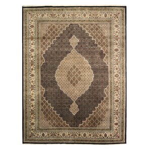 Tabriz Hand-Knotted Black Area Rug