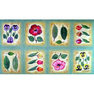 Botanical Flower Tiles Doormat
