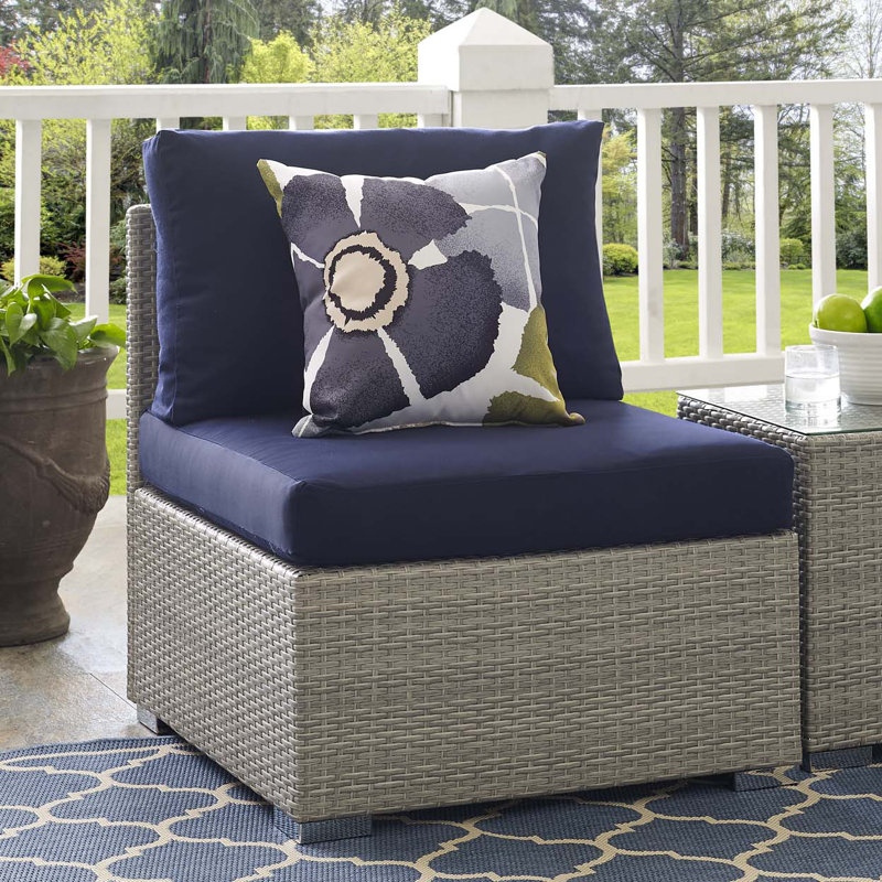 Highland Dunes Heiner Fabric Armless Patio Chair With Sunbrella Heiner Fabric Armless Patio Chair With Sunbrella Cushion