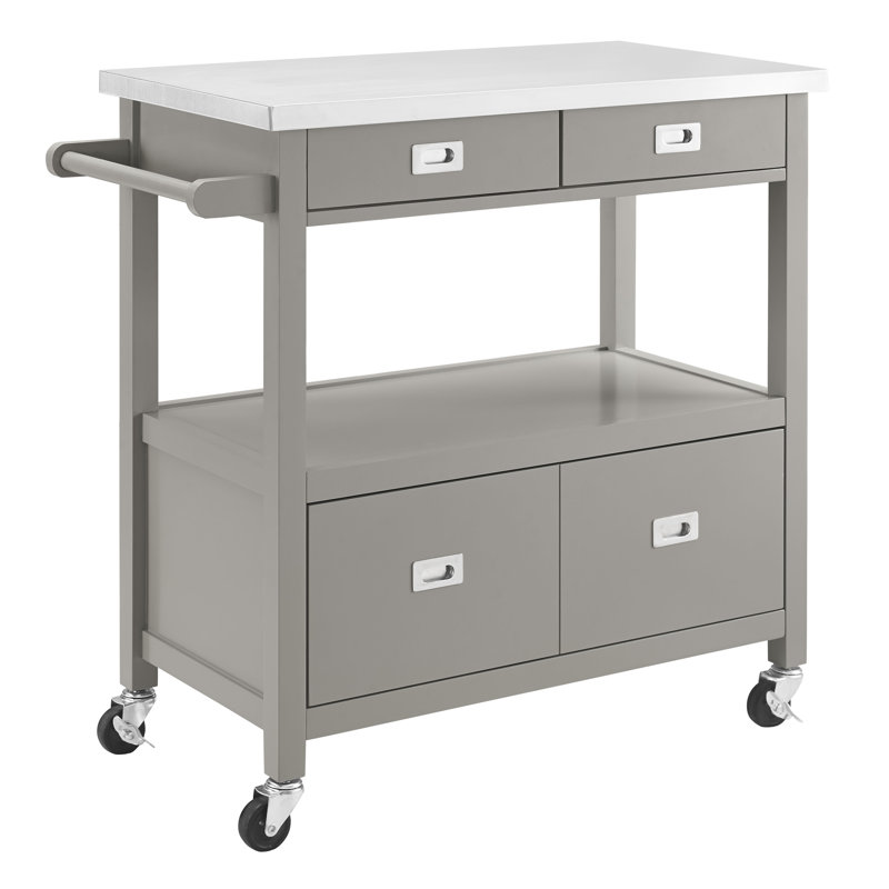 Eira Kitchen Island With Stainless Steel Top Reviews Joss Main