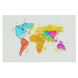 Oriana Cordero 'World Map' Rainbow Doormat