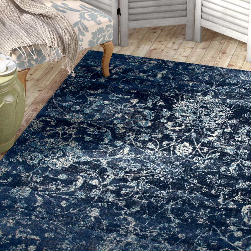 Lark Manor Devay Fl Steel Blue Area Rug Reviews Wayfair Devay Fl Steel Blue Area Rug