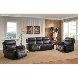 Rushmore 3 Piece Leather Living Room Set by Amax