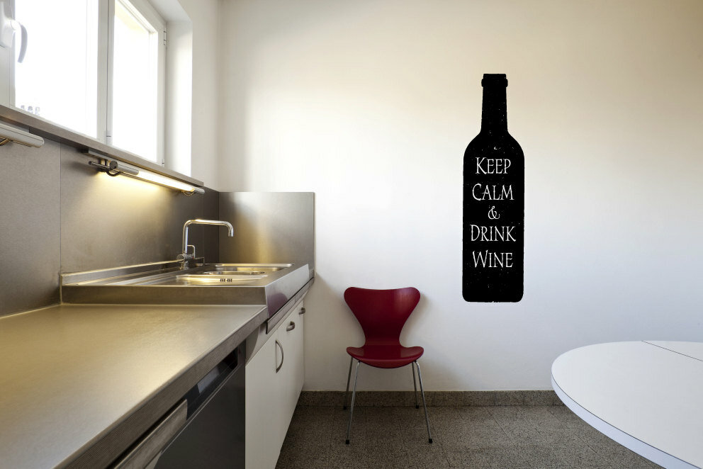 Keep Calm And Drink Wine Bottle Wall Decal