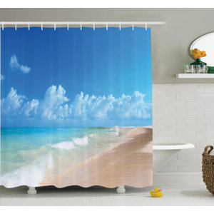 Nautical Tropical Ocean Waves Shower Curtain Set