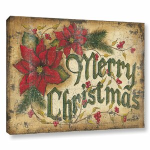 Merry Christmas Textual Art on Wrapped Canvas