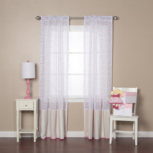 Polka dots Sheer Rod Pocket Curtain Panels (Set of 2)