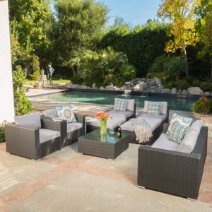 Benbow Wicker 9 Piece Seating Group with Cushions