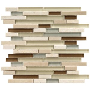 Sierra Random Sized Glass and Natural Stone Mosaic Tile in Cream/Brown
