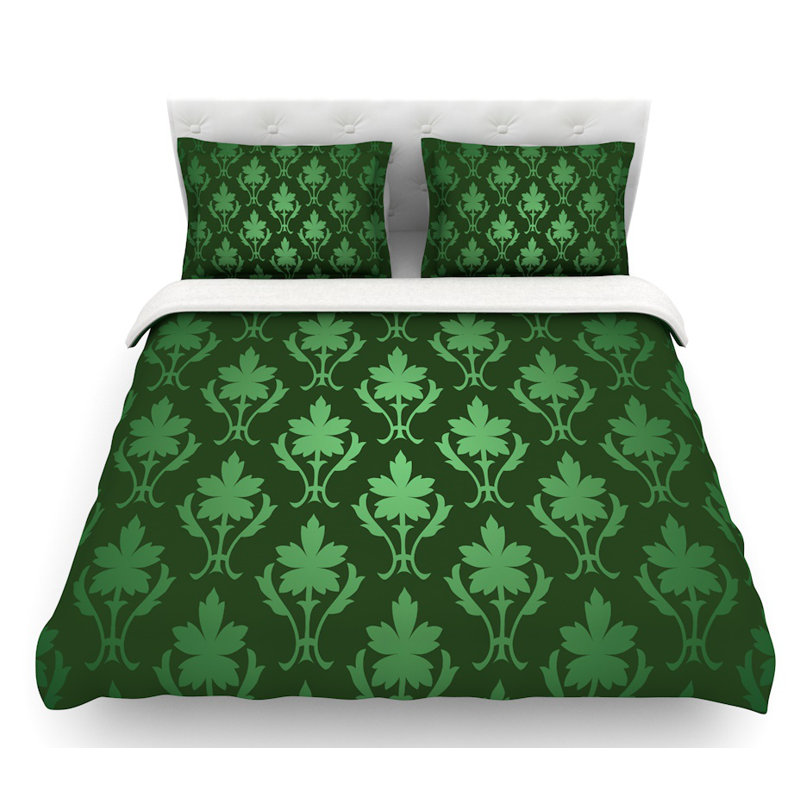 East Urban Home Emerald Damask Featherweight Duvet Cover Wayfair Emerald Damask Featherweight Duvet Cover