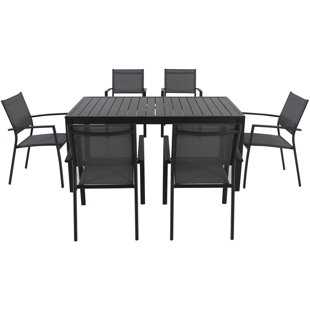 Modern Contemporary Aluminum Outdoor Dining Set Allmodern Rayleigh 7 Piece Dining Set
