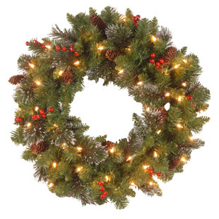 Holiday Wreaths Joss Main Spruce Pre Lit Wreath With Clear Lights