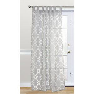 Dara Geometric Sheer Tab Top Single Curtain Panel