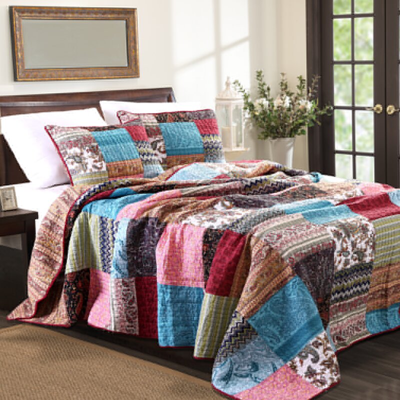 Greenland Home Fashions New Bohemian 100% Cotton Reversible Quilt Set ...